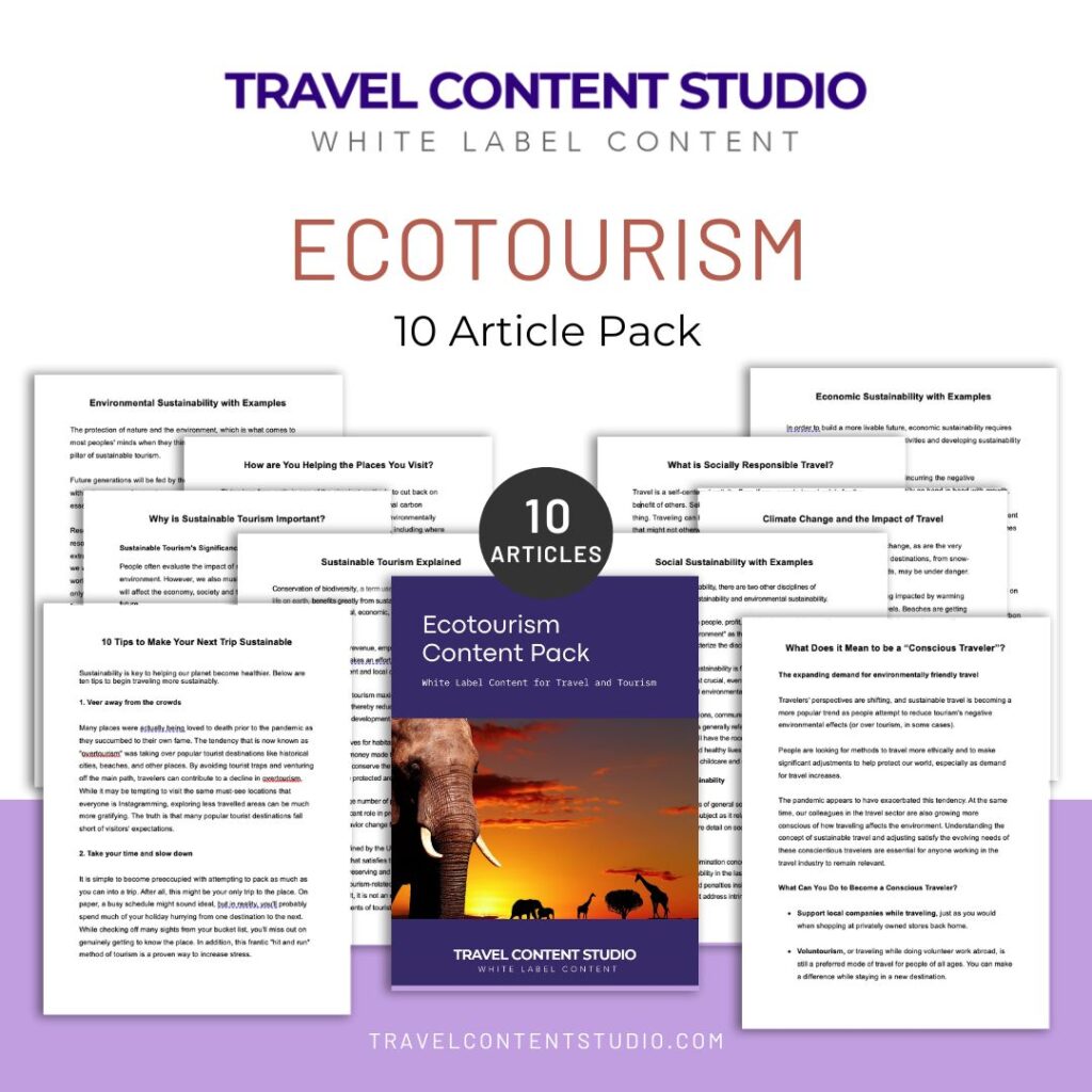Ecotourism Article Pack White Label Content