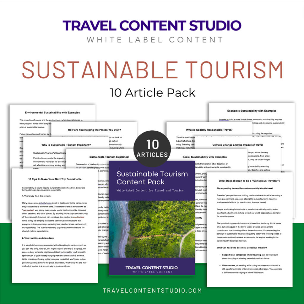 Sustainable Tourism White Label Content Pack PLR